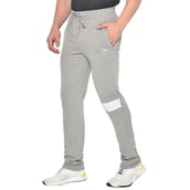 1 - Fitinc White Striped Cotton Trackpant with Both Side Zipper, Grey Small
