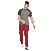 5 - Fitinc Side Striped Cotton Trackpant with Both Side Zipper Pockets,  Wine  XXL 