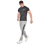 4 - Fitinc Side Striped Cotton Trackpant with Both Side Zipper Pockets, Grey Small