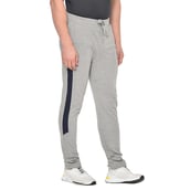 2 - Fitinc Side Striped Cotton Trackpant with Both Side Zipper Pockets, Grey Small