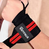 Strauss WL Cotton Wrist Support (Pack of 2), Black & Red Free Size