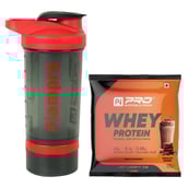 1 - Pro Nutrition & Fitness Shaker with 100% Whey Isolate Protein Chocolate Brownie,  Red  500 ml 