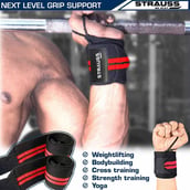 2 - Strauss WL Cotton Wrist Support (Pack of 2), Black & Red Free Size
