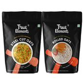 True Elements Rolled and Steel Cut Oats Combo, Unflavoured 2 Piece(s)/Pack