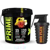 Big Flex Prime Muscle Mass Gainer,  13.2 lb  Banana & Strawberry + Bigflex Shaker 700 ml Free 