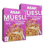 1 - ASAP Ultimate Breakfast Multigrain Muesli (Pack of 2), 420 g COFFEELUV (Almond Coffee & 5 Toasted Grains)