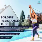 3 - Boldfit Resistance Tube with Foam Handles,  Blue  Free Size 