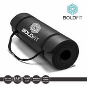 1 - Boldfit NBR Material Yoga Mat with Carrying Strap,  Black  10 mm 