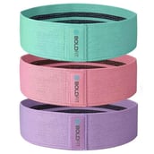 5 - Boldfit Fabric Resistance Band (Set of 3), Pink, Purple, Green Free Size