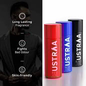 2 - Ustraa Red Black Blue Deodorant Body Spray, 150 ml for Men