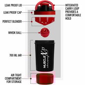 2 - MuscleXP Power XP Blender Shaker with Compartment,  Black & Red  700 ml 