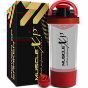 1 - MuscleXP Power XP Blender Shaker with Compartment, Transparent & Red 700 ml