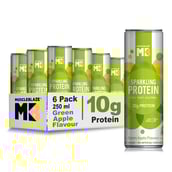 MuscleBlaze Sparkling Protein Water (10g Protein),  6 Piece(s)/Pack  Green Apple 