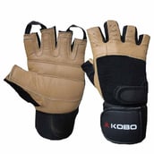 KOBO Gym Gloves (WTG-02), Brown & Black Large
