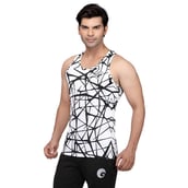 Omtex Sublimated Gym Tank,  Criss Cross White  XL 