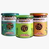 1 - Promunch Roasted Soya Snack, Cheese & Onion, Tangy Pudina Jain Snack, Peri-Peri Combo 150 g