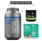 2 - Isopure 100% Whey Protein Isolate with Less Than 1.5 Grams Carbs 4.4 lb & Optimum Nutrition Micronised Creatine 250g Combo, 2 Piece(s)/Pack Creamy Vanilla + Unflavoured