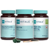Healthkart HK Vitals Multivitamin, Fish Oil & Biotin 60 Tabs  Combo