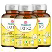 1 - Vaamveda Vitamin D3 K2 Calcium Joint Support Supplements with Zinc Magnesium, 60 tablet(s) Unflavoured (Pack of 3)