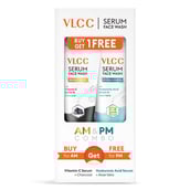 1 - VLCC Bright Glow & Hydra Nourish Serum Face Wash AM & PM Combo,  150 ml  with Charcoal & Aloe Vera 