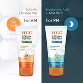 3 - VLCC Acne Defense & Hydra Nourish Serum Face Wash AM & PM Combo,  150 ml  with Orange Peel & Aloe Vera 