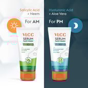 4 - VLCC Acne Defense & Hydra Nourish Serum Face Wash AM & PM Combo,  150 ml  with Neem & Aloe Vera 