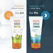 5 - VLCC Bright Glow & Hydra Nourish Serum Face Wash AM & PM Combo,  150 ml  with Meyer Lemon & Aloe Vera 