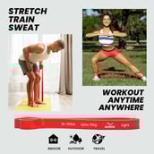 5 - SLOVIC Fitness Resistance Band 42 inch Loop with Door Anchors,  Red  15-35 lbs 