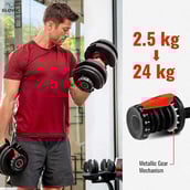 3 - SLOVIC Adjustable Dumbbell Set for Home Gym,  Black (Set of 2)  2.5 kg 