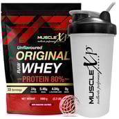 1 - MuscleXP Original Raw Whey Protein with Digestive Enzymes,  2.2 lb  Unflavoured+Shaker 