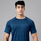 6 - MuscleBlaze Active Tee Half Sleeve,  Teal Blue  Large