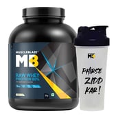 1 - MuscleBlaze Raw Whey Protein Concentrate 80% with Added Digestive Enzymes Labdoor USA Certified with Shaker OP, 4.4 lb Unflavoured