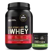 1 - ON (Optimum Nutrition) Micronized Creatine Powder Unflavoured 0.55 lb with Gold Standard 100% Whey Protein,  2 lb  Double Rich Chocolate 