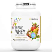 1 - Healthfarm Muscle Whey 4.4lb with Creatine Monohydrate 0.55lb Combo,  3 Piece(s)/Pack  Strawberry Caramel & Unflavoured (with Shaker) 