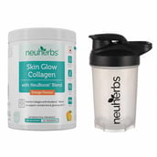 1 - Neuherbs Skin Glow Collagen, 200 g Orange & Protein Shaker Bottle Black White 400ml Combo