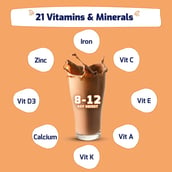 1 - Supermilk Height+ for 8-12 Yrs Personalized Protein & Nutrition Drink Mix Powder, 400 g Double Chocolate