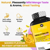 4 - Naturyz Triple Strength Omega 3 Fish Oil with Vitamin D3 Mango,  60 softgels 