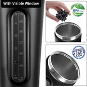 3 - GHC Nutrigize Steel Shaker with Glass Window for Measurement,  Black  700 ml 