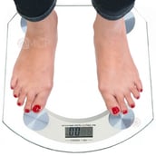 1 - Generic Square Shape Thick Glass Weighing Machine Digital,  White 