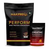 Nakpro Perform Whey Protein Concentrate 2.2 lb & Creatine Monohydrate 0.22 lb Combo,  2 Piece(s)/Pack  Chocolate & Tangy Orange 