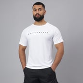 2 - MuscleBlaze Patterned Dry-Fit Active Tee Half Sleeve, Polar White Large