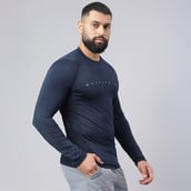 4 - MuscleBlaze Air Tech Compression MuscleTee Full Sleeve,  Navy  Medium