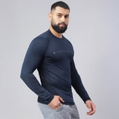 4 - MuscleBlaze Air Tech Compression MuscleTee Full Sleeve,  Navy  Small