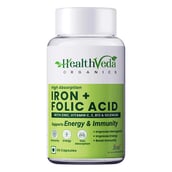 1 - Health Veda Organics Iron + Folic Acid,  60 capsules 