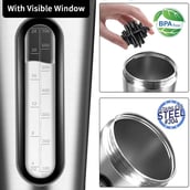 3 - GHC Nutrigize Steel Shaker with Glass Window for Measurement,  Silver  700 ml 