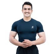 1 - Athflex Men's Half Sleeve Edge Compression T-Shirt, Medium Navy Blue