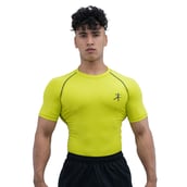 1 - Athflex Men's Half Sleeve Edge Compression T-Shirt,  Small  Neon Yellow 