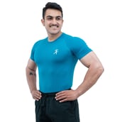 2 - Athflex Men's Half Sleeve Edge Compression T-Shirt,  XXL  Scuba Blue 