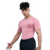 2 - Athflex Men's Half Sleeve Edge Compression T-Shirt,  Large  Cameo Pink 