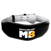 4 - MuscleBlaze Weightlifting Leather Belt, Black 6 Inch Large